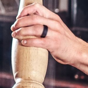 Men's Silicone Wedding Band Black Gray Size 16